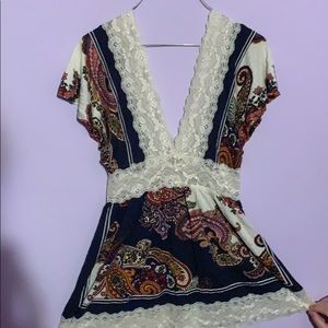 Lace and paisley top